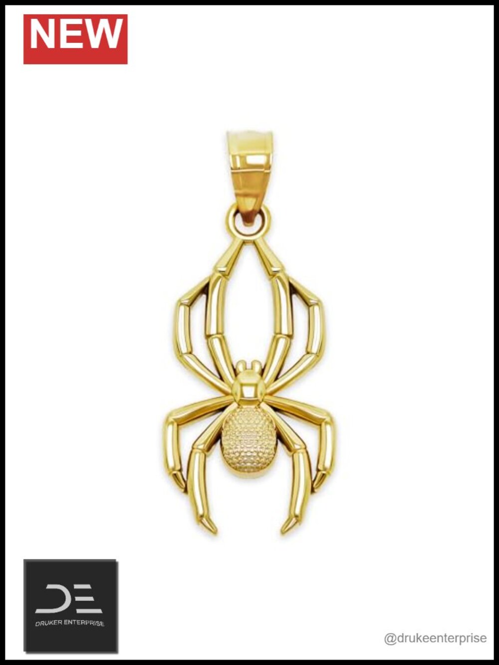 10K Gold Spider Charm Pendant Handcrafted Insect Jewelry Halloween Gift